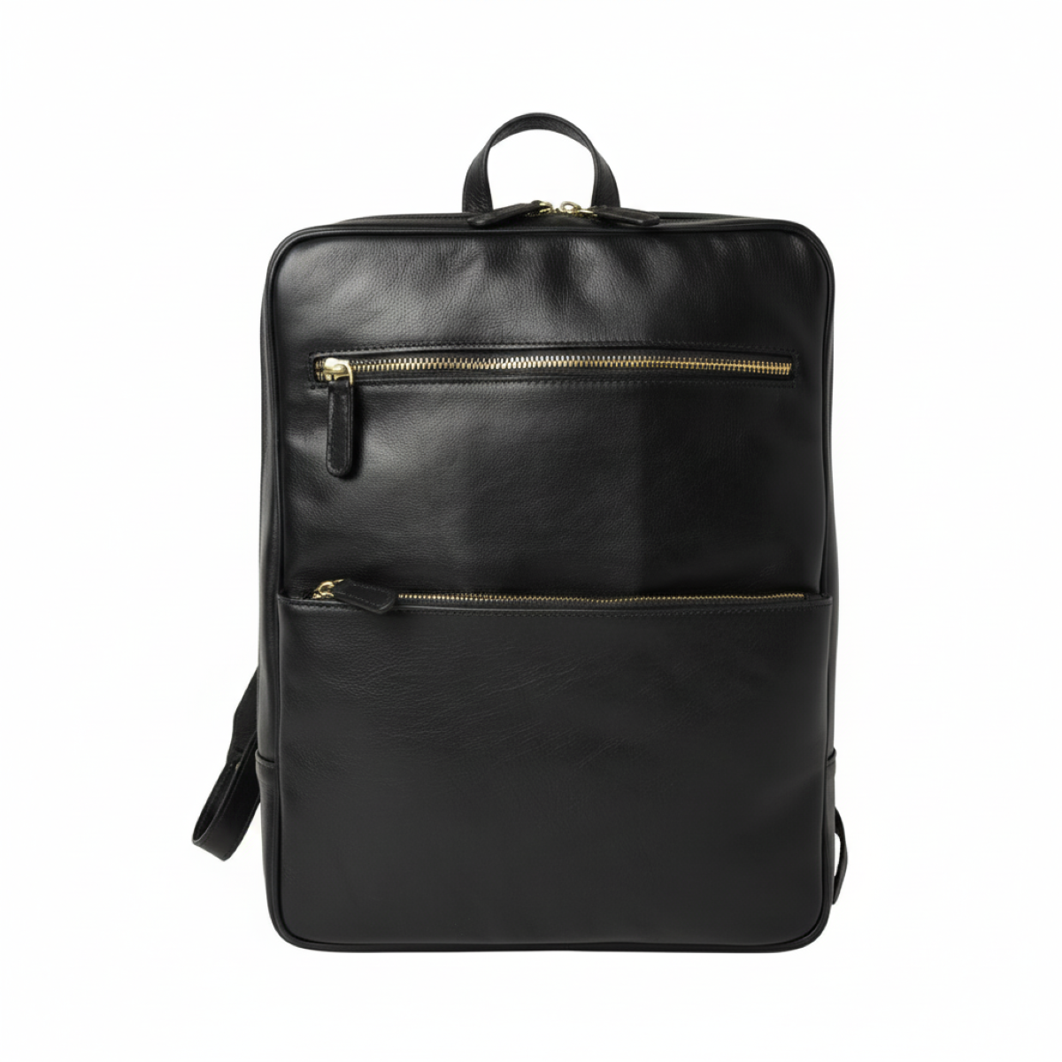 Leather backpack with backside troller strap- black-0