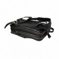 Leather backpack with trolley strap-Black-1