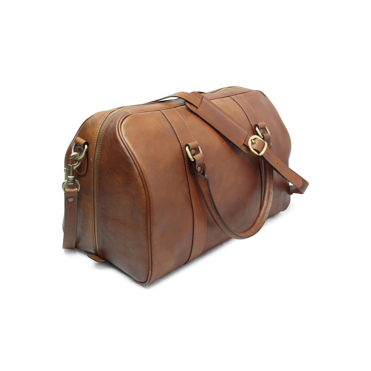 Full grain leather travel bag - chestnut-1