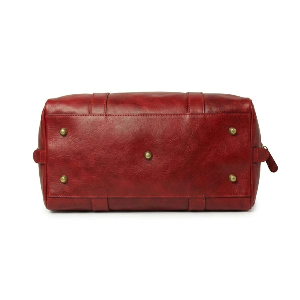 Full grain leather travel bag - Red-1