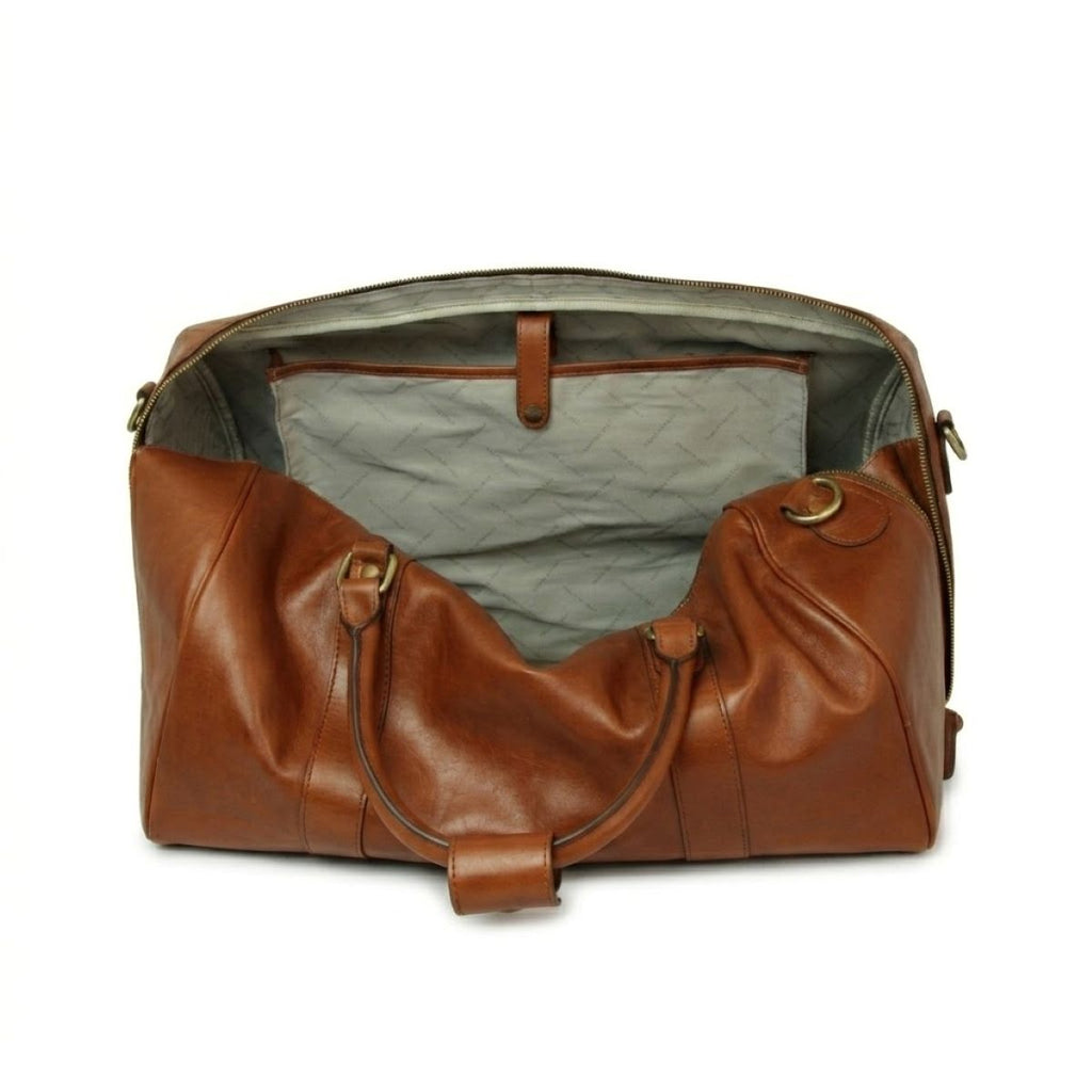 Full grain leather travel bag - Teak-1