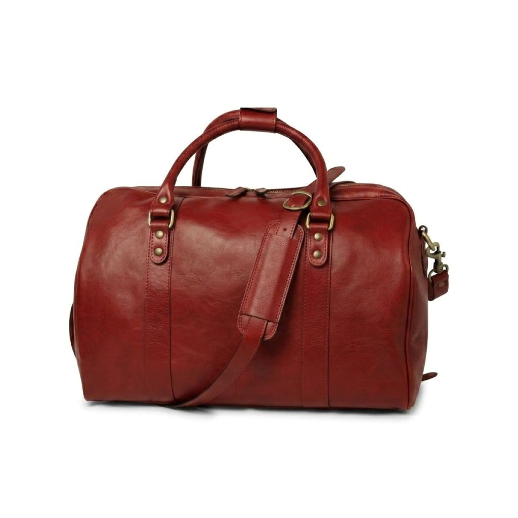 Full grain leather travel bag - Red-0