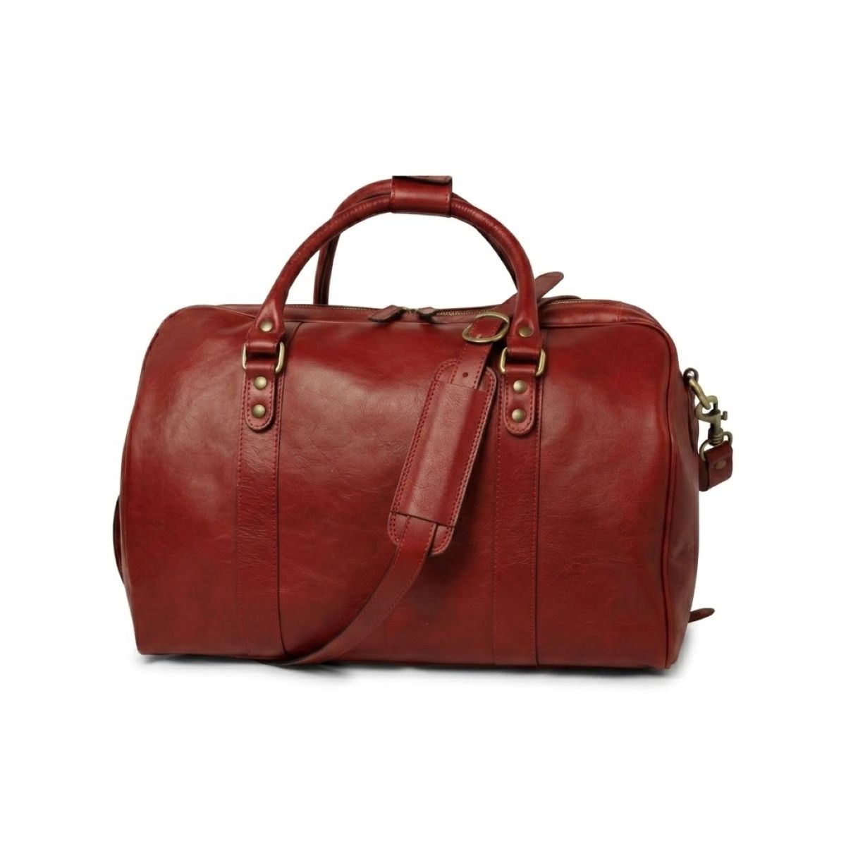 Full grain leather large travel bag - Red-0