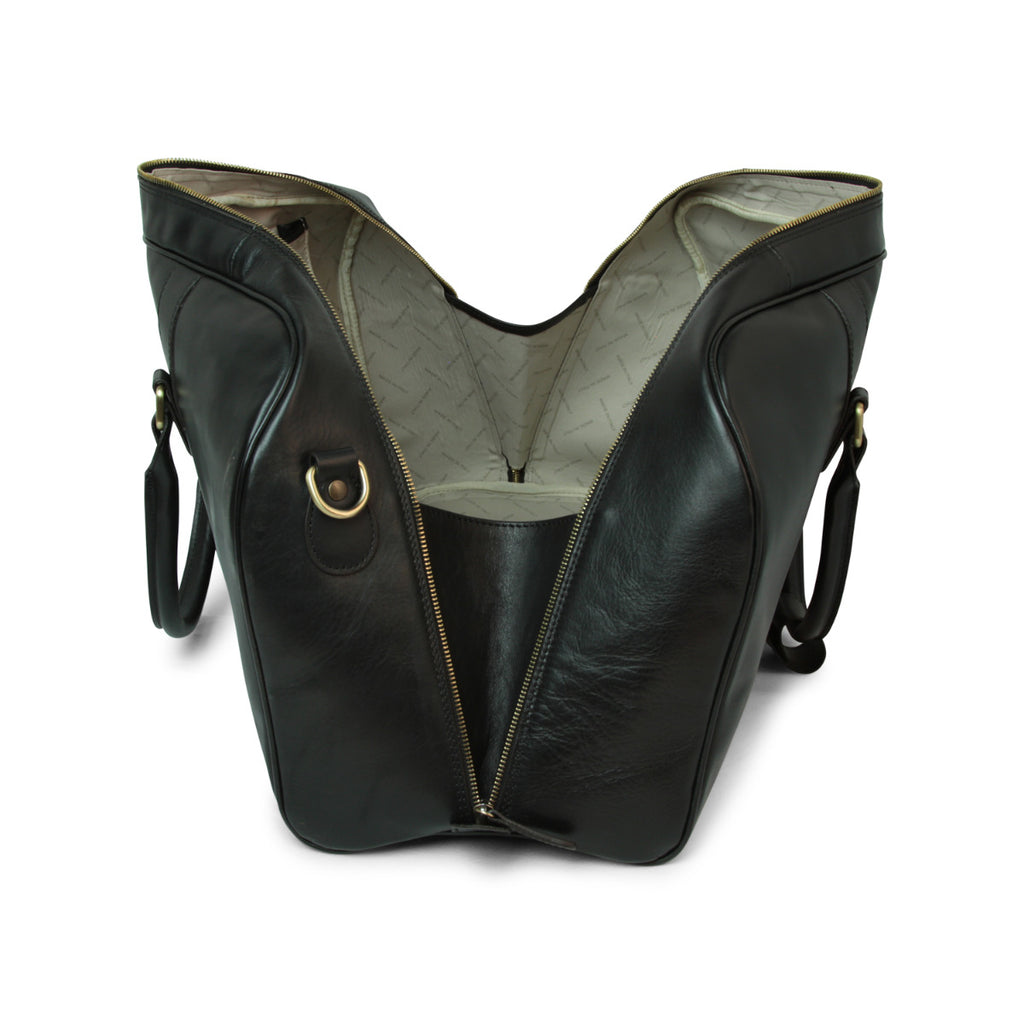 Full grain leather large travel bag - black-1