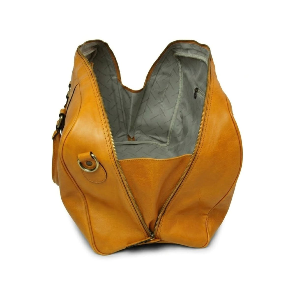 Full grain leather large travel bag - Ochre-1