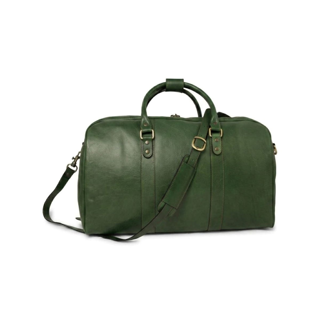 Full grain leather large travel bag - Green-0