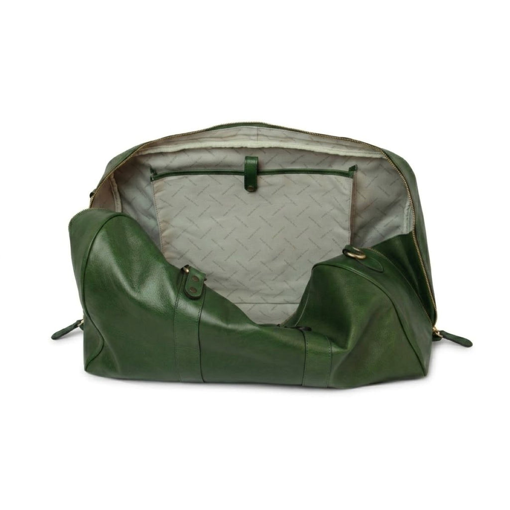 Full grain leather large travel bag - Green-1