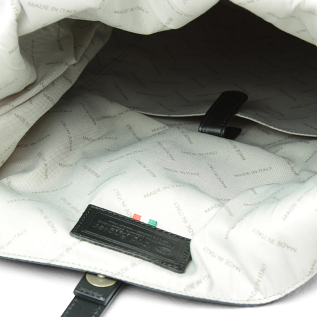 Full grain leather back pack - black-1