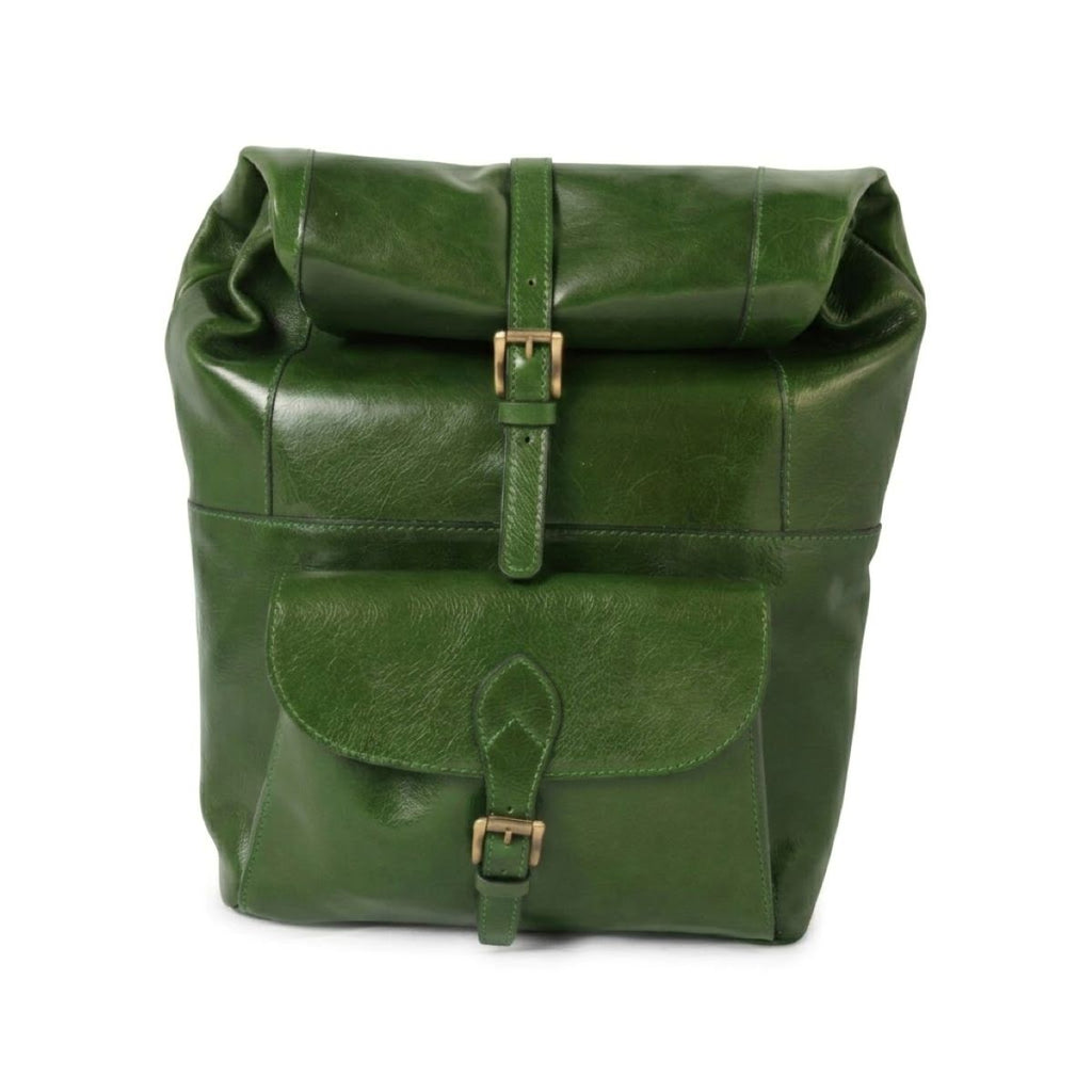 Full grain Leather backpack  - Green-0