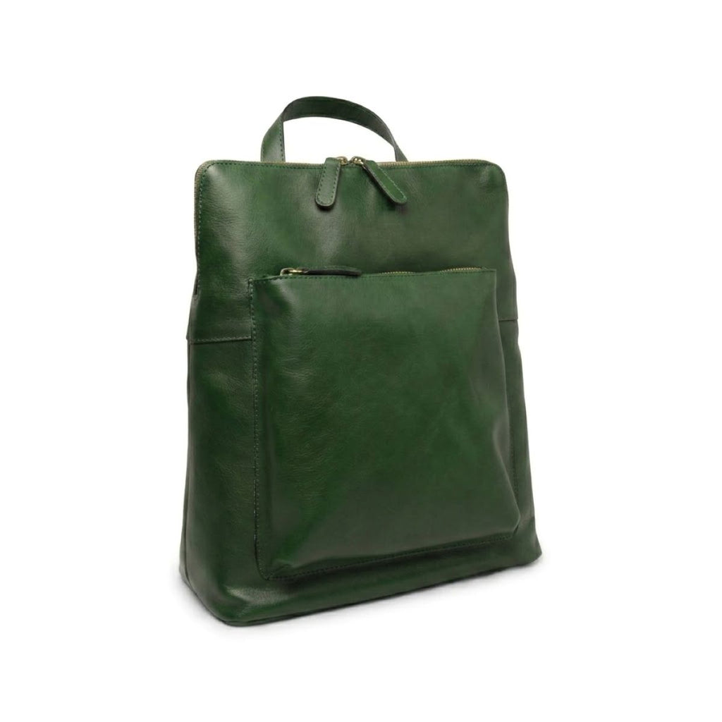 Full grain leather backpack - Green-0