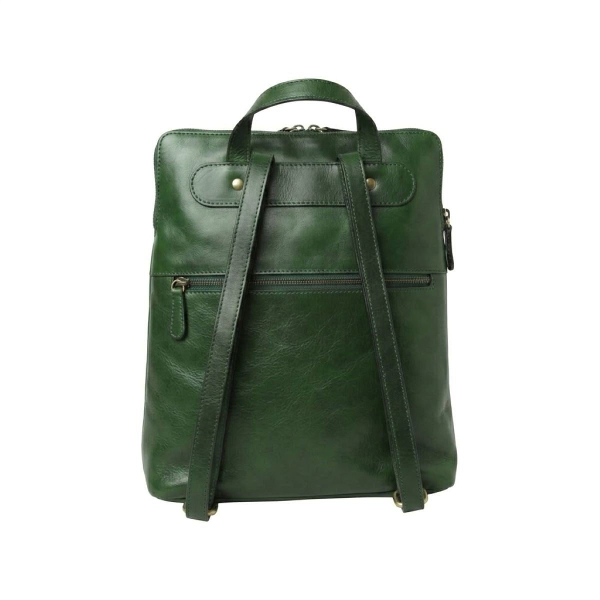Full grain leather backpack - Green-1