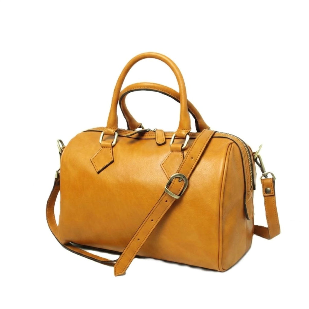 Double handled shoulder bag - Ochre-0