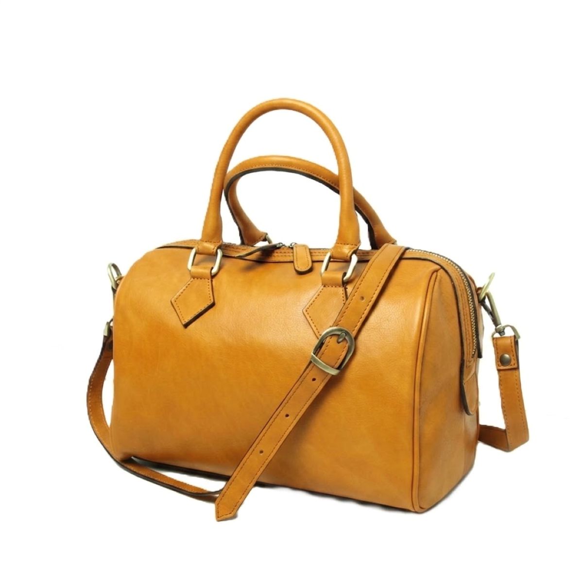 Double handled shoulder bag - Ochre-0