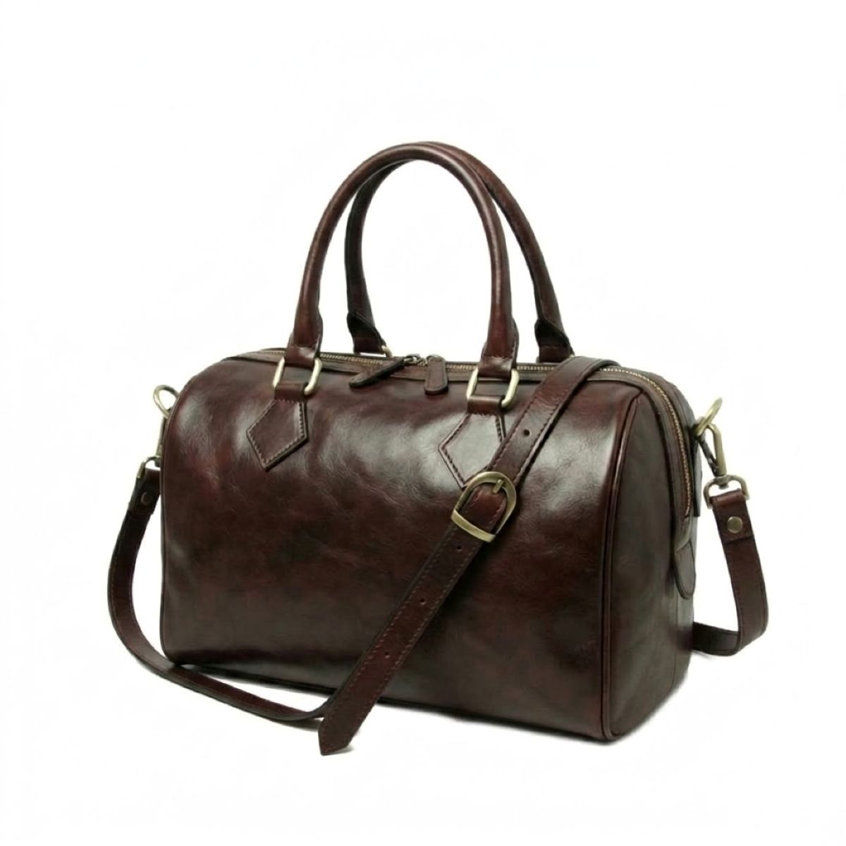 Double handled shoulder bag - Dark brown-0
