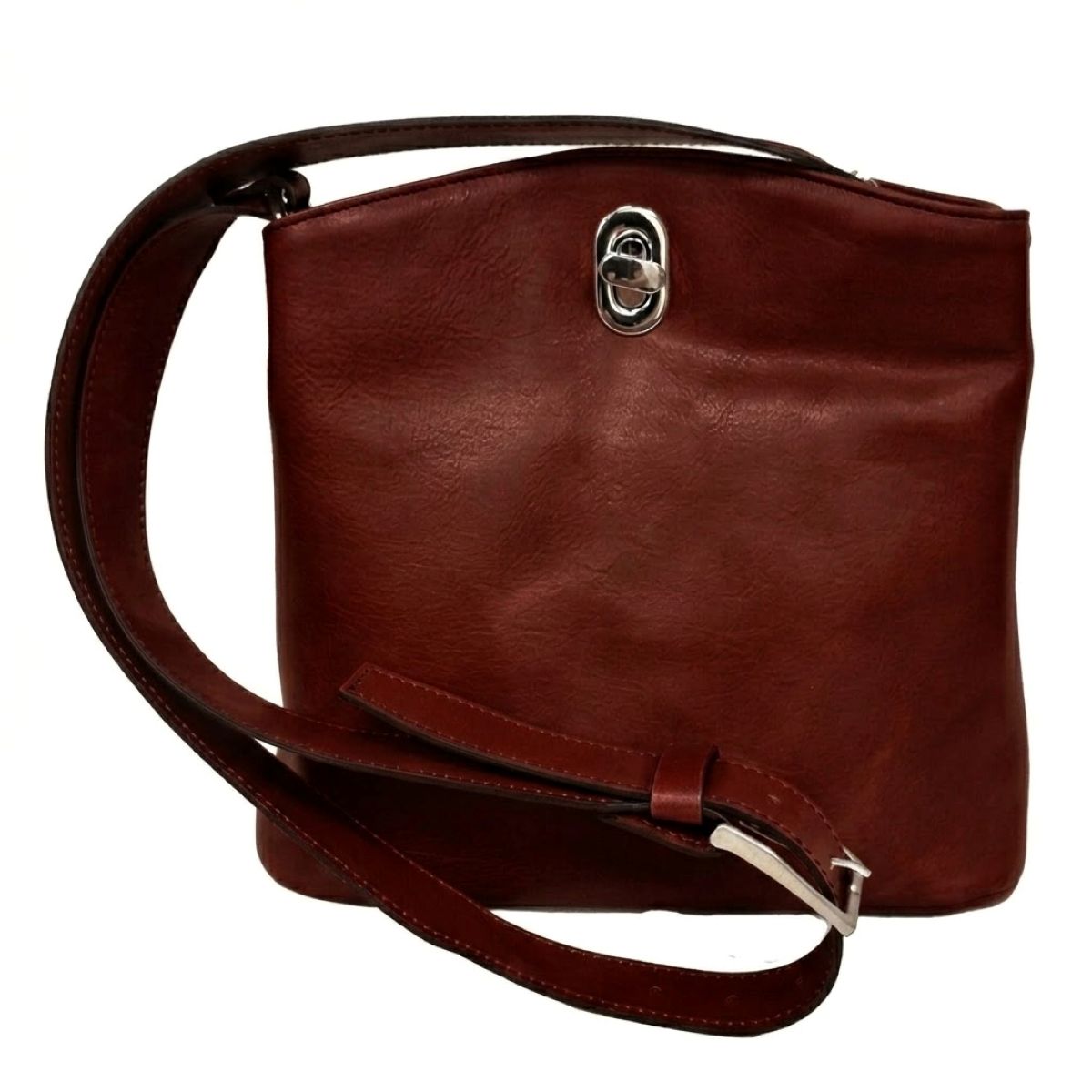 LEATHER BUCKET BAG - Mahogany Brown-0