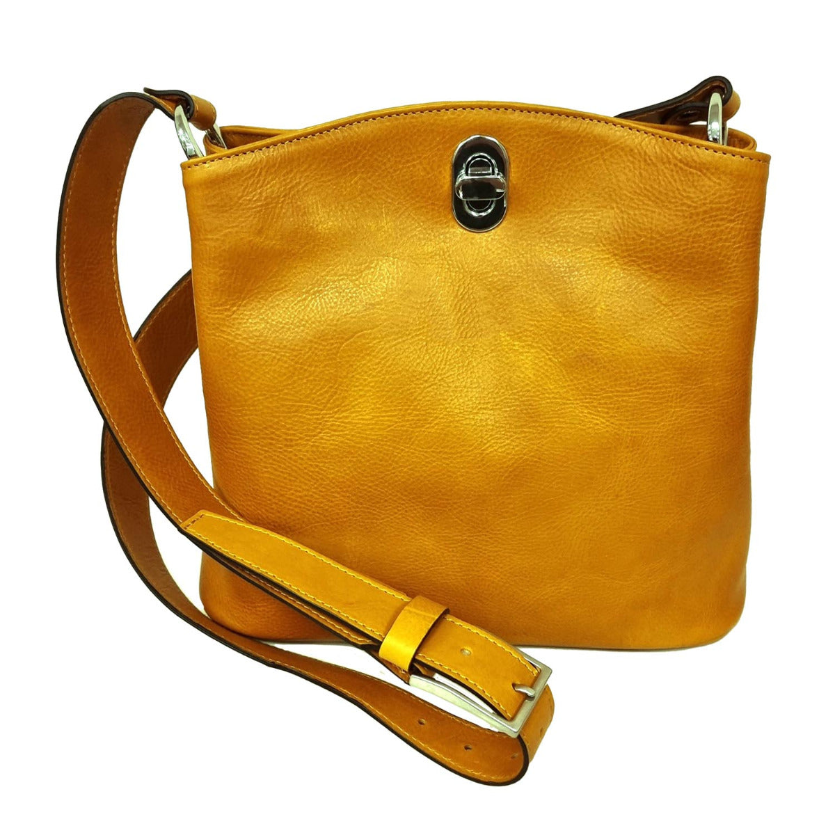 LEATHER BUCKET BAG-OCHRE-0