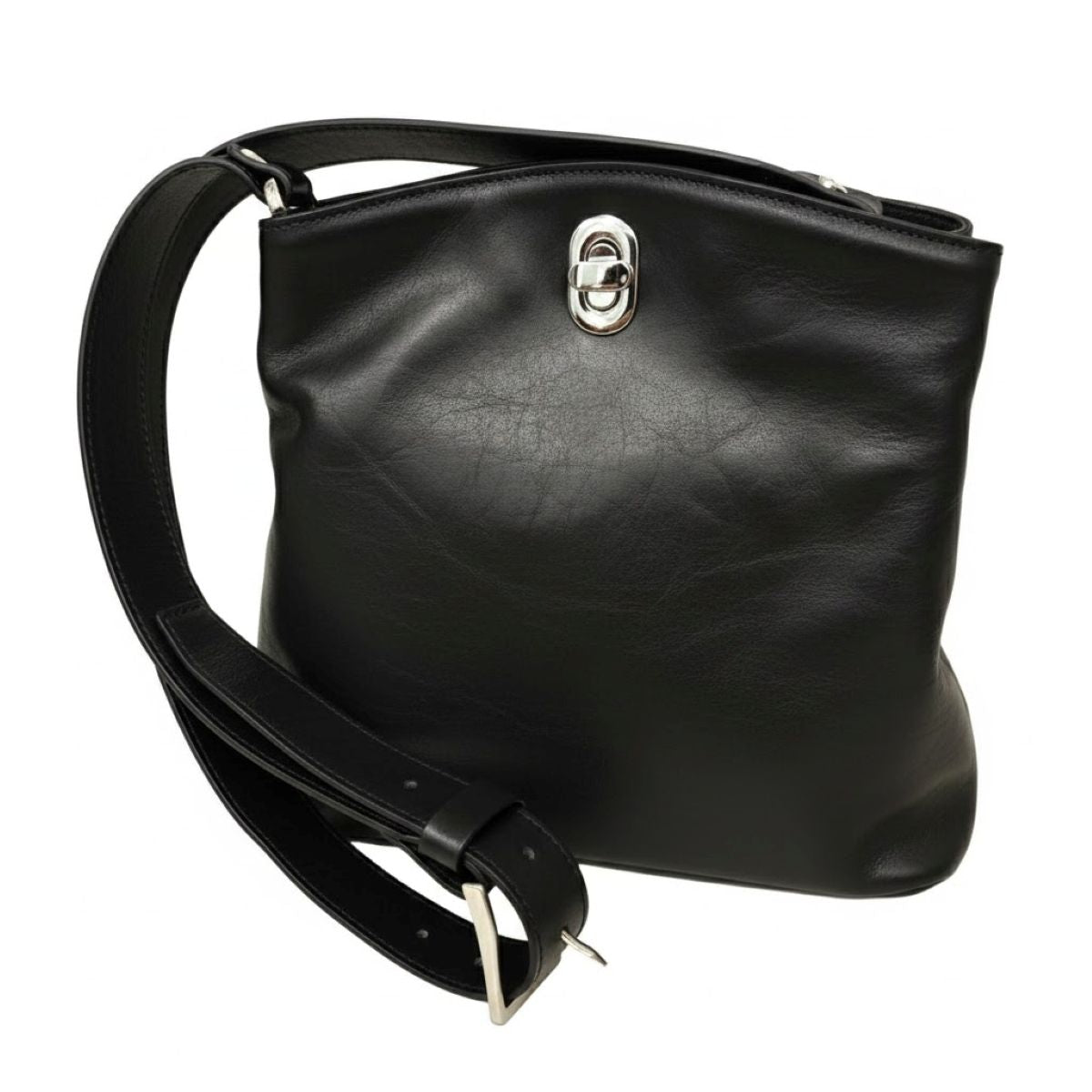 LEATHER BUCKET BAG - BLACK-0