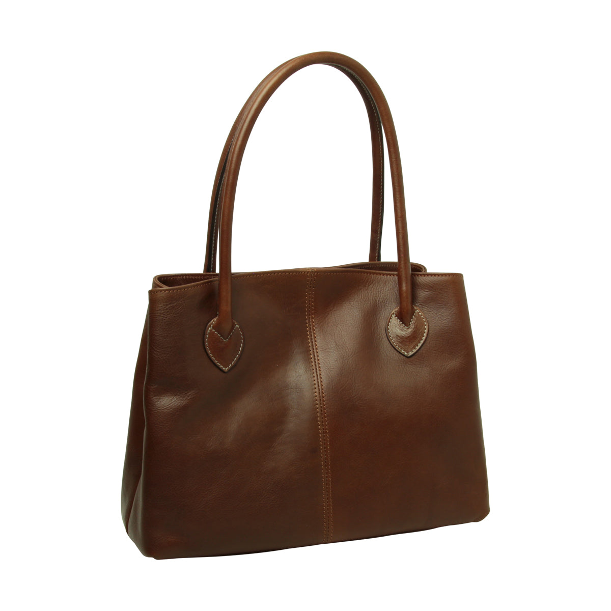 WOMAN’S TWO-HANDLE BAG IN TWO -TONE FULL-GRAIN LEATHER-CHESTNUT-1