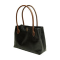 WOMAN’S TWO-HANDLE BAG IN TWO -TONE FULL-GRAIN LEATHER-BLACK-1