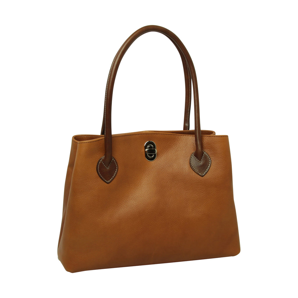 WOMAN’S TWO-HANDLE BAG IN TWO -TONE FULL-GRAIN LEATHER-COLONIAL-0