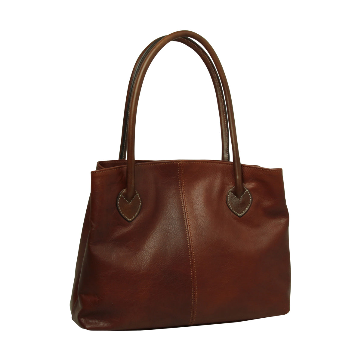 WOMAN’S TWO-HANDLE BAG IN TWO -TONE FULL-GRAIN LEATHER-MAHOGANY BROWN-1