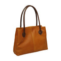 WOMAN’S TWO-HANDLE BAG IN TWO -TONE FULL-GRAIN LEATHER-YELLOW OCHRE-1