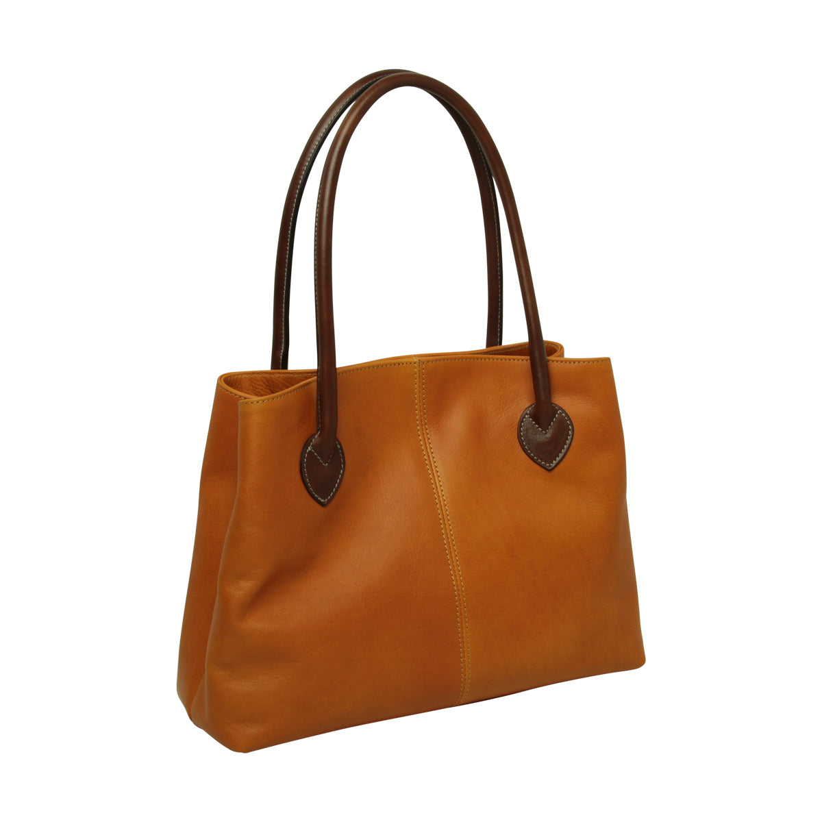 WOMAN’S TWO-HANDLE BAG IN TWO -TONE FULL-GRAIN LEATHER-YELLOW OCHRE-1