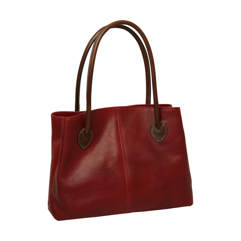 WOMAN’S TWO-HANDLE BAG IN TWO -TONE FULL-GRAIN LEATHER-RED-1
