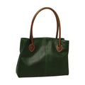 WOMAN’S TWO-HANDLE BAG IN TWO -TONE FULL-GRAIN LEATHER-GREEN-1