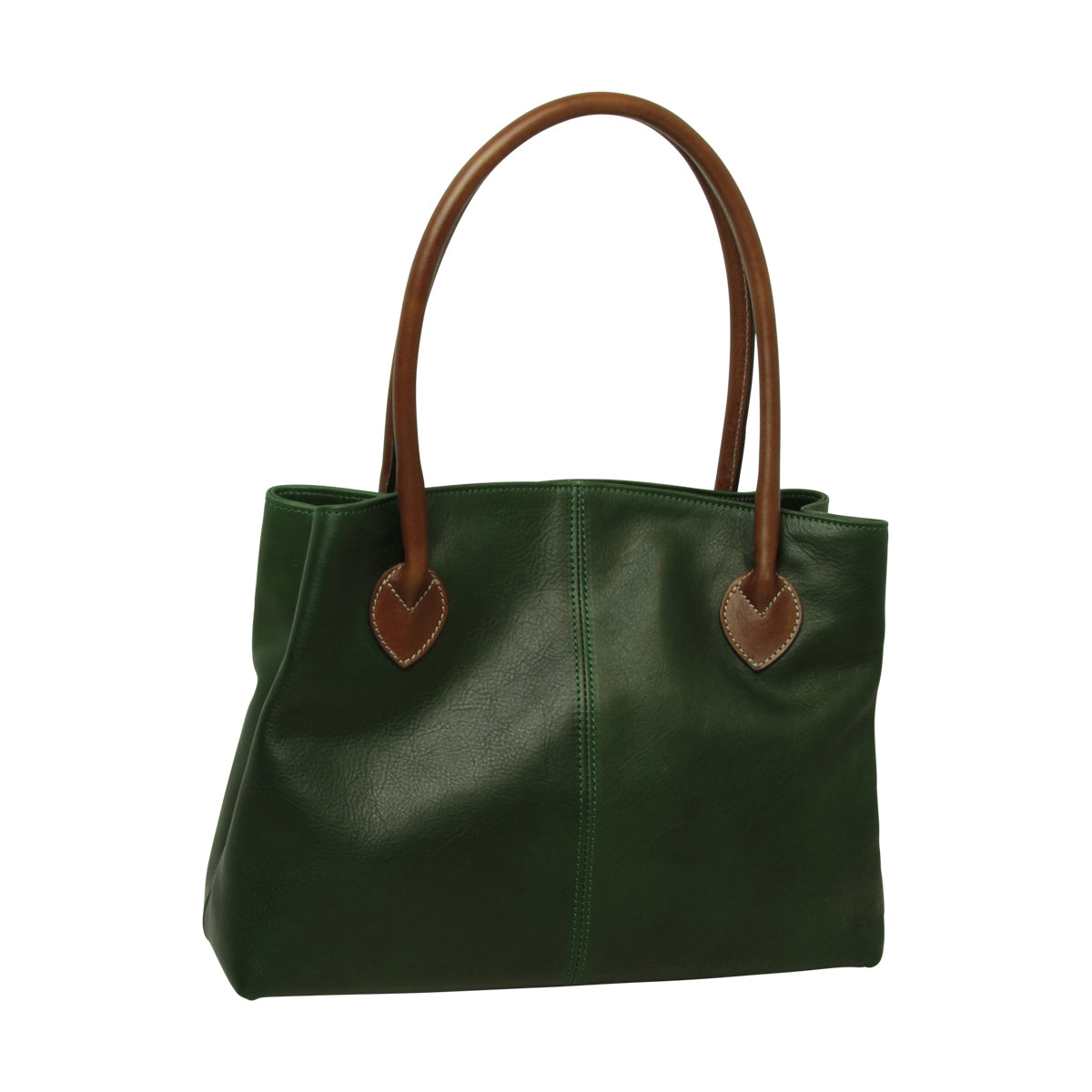 WOMAN’S TWO-HANDLE BAG IN TWO -TONE FULL-GRAIN LEATHER-GREEN-1