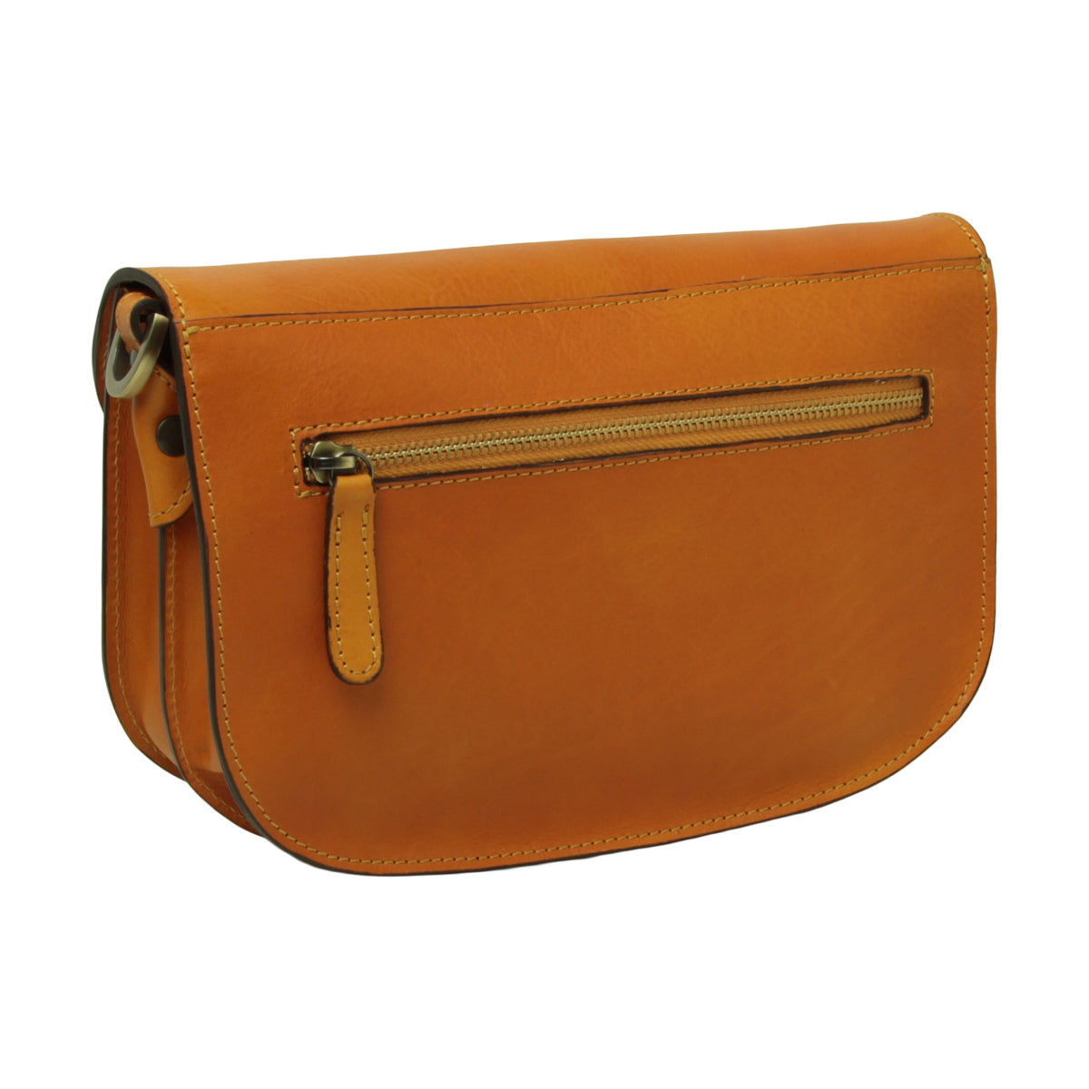 Two-sided shoulder bag in full-grain calfskin –Yellow Ochre-1