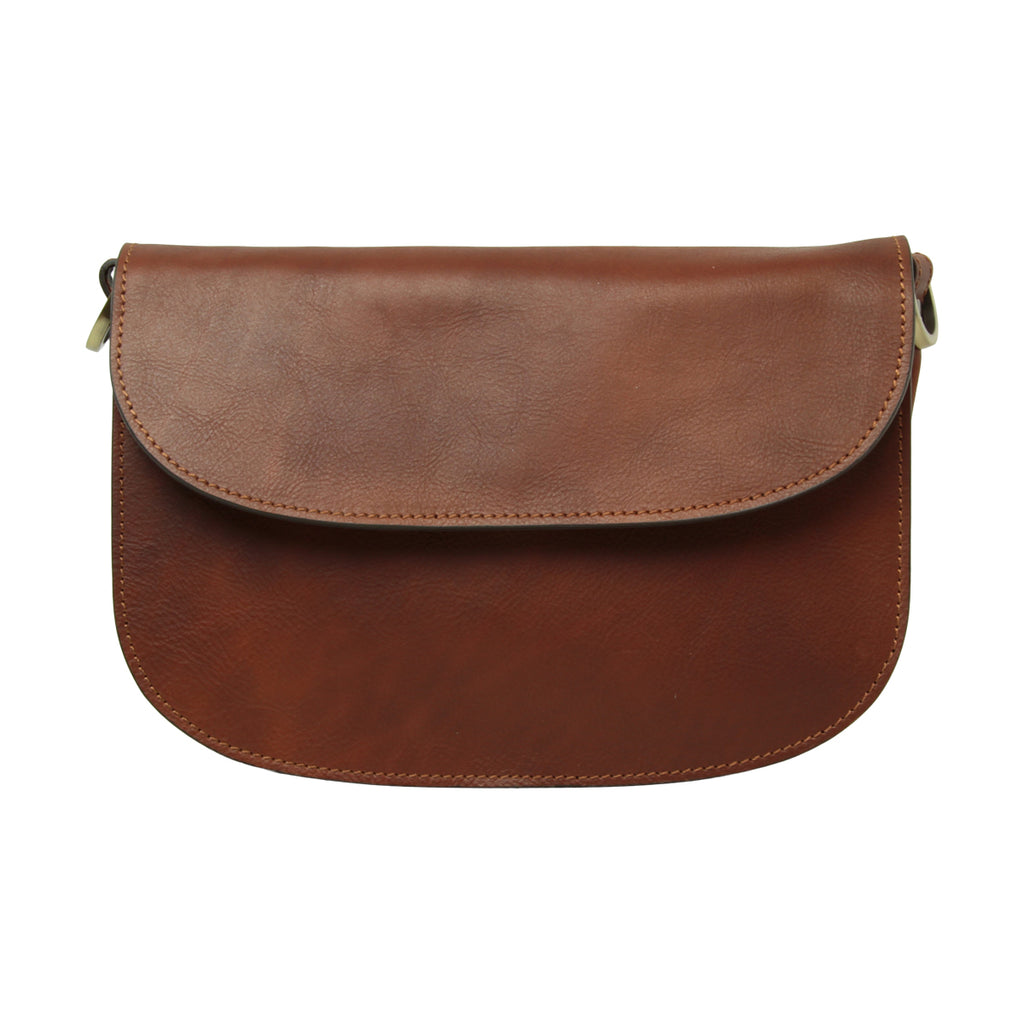 Two-sided shoulder bag in full-grain calfskin –Teak-0