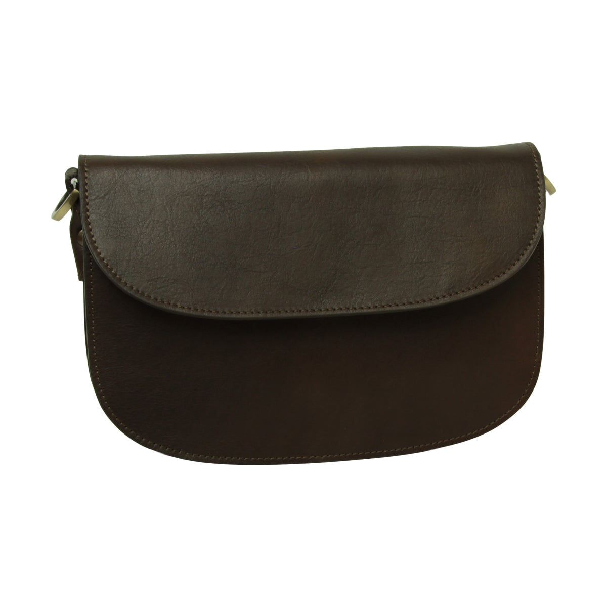 Two-sided shoulder bag in full-grain calfskin -Dark Brown-0