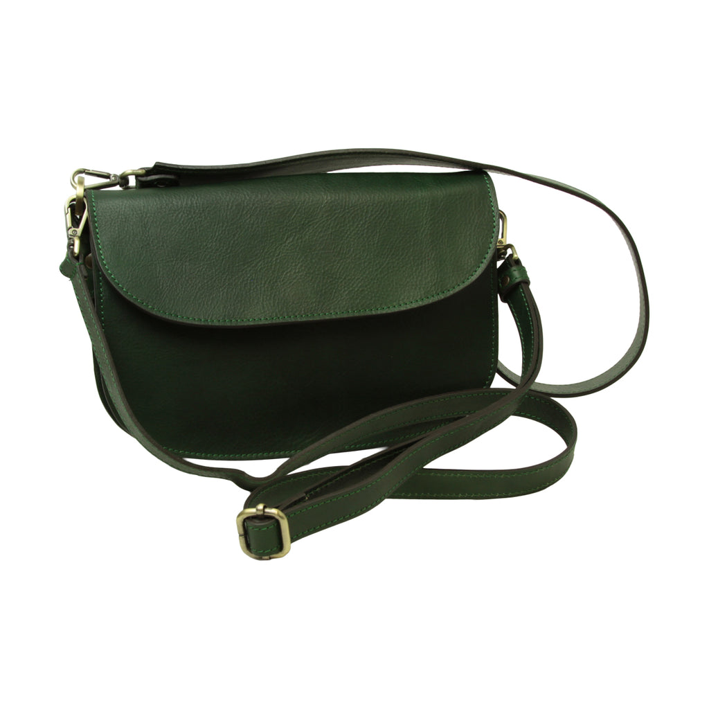 Two-shoulder bag in full-grain calfskin –Green-1