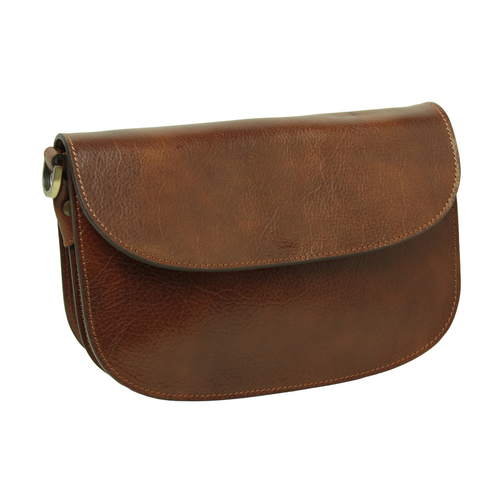 Two-sided shoulder bag in full-grain calfskin –Brown-0