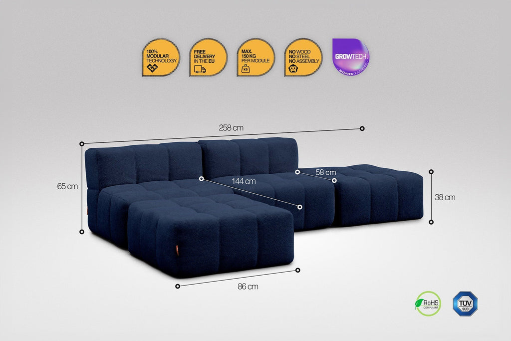 4 Teiliges Modulares Sofa – Blau-2
