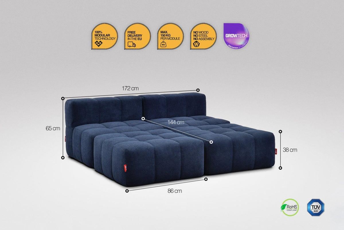 4 Teiliges Modulares Sofa – Blau-1