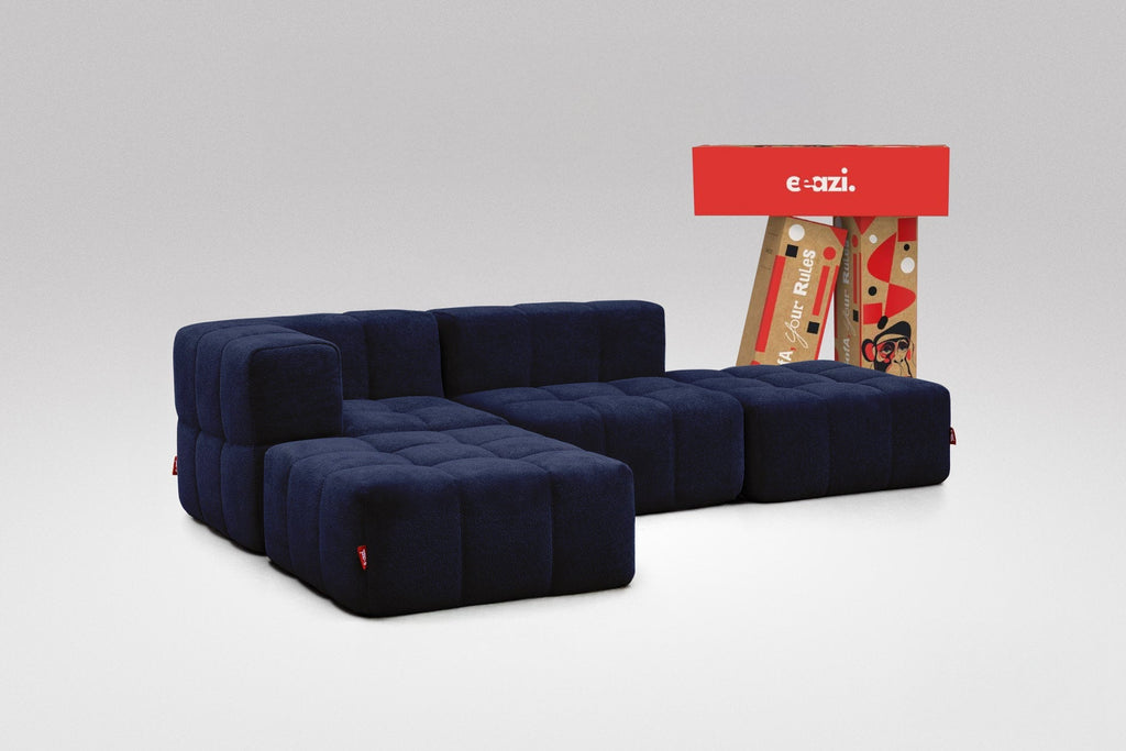 4 Teiliges Modulares Sofa – Blau-0