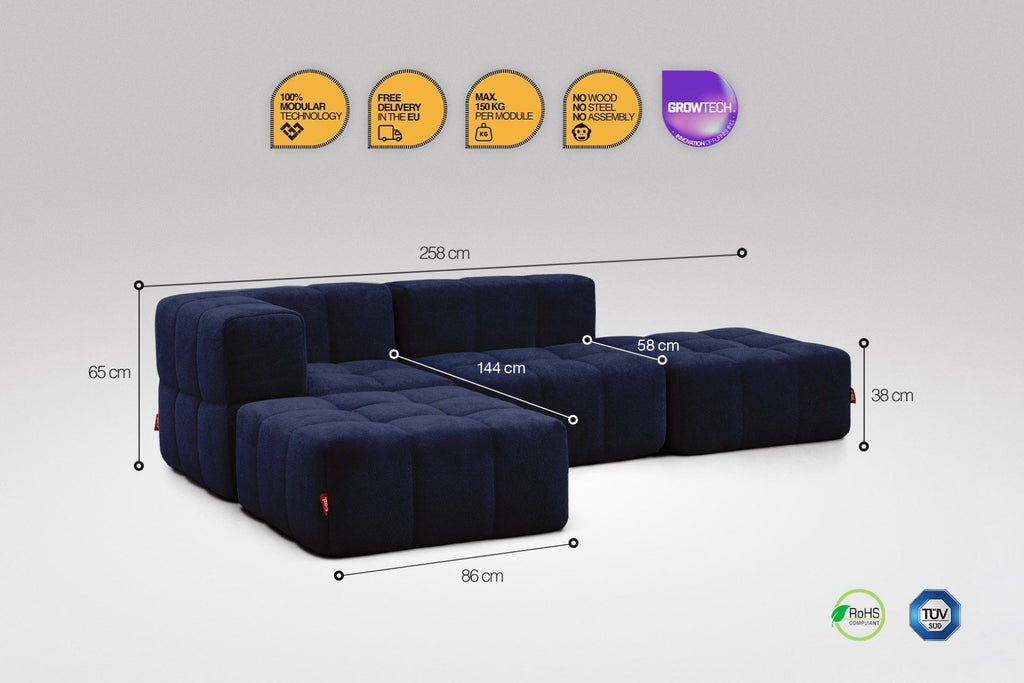 4 Teiliges Modulares Sofa – Blau-2