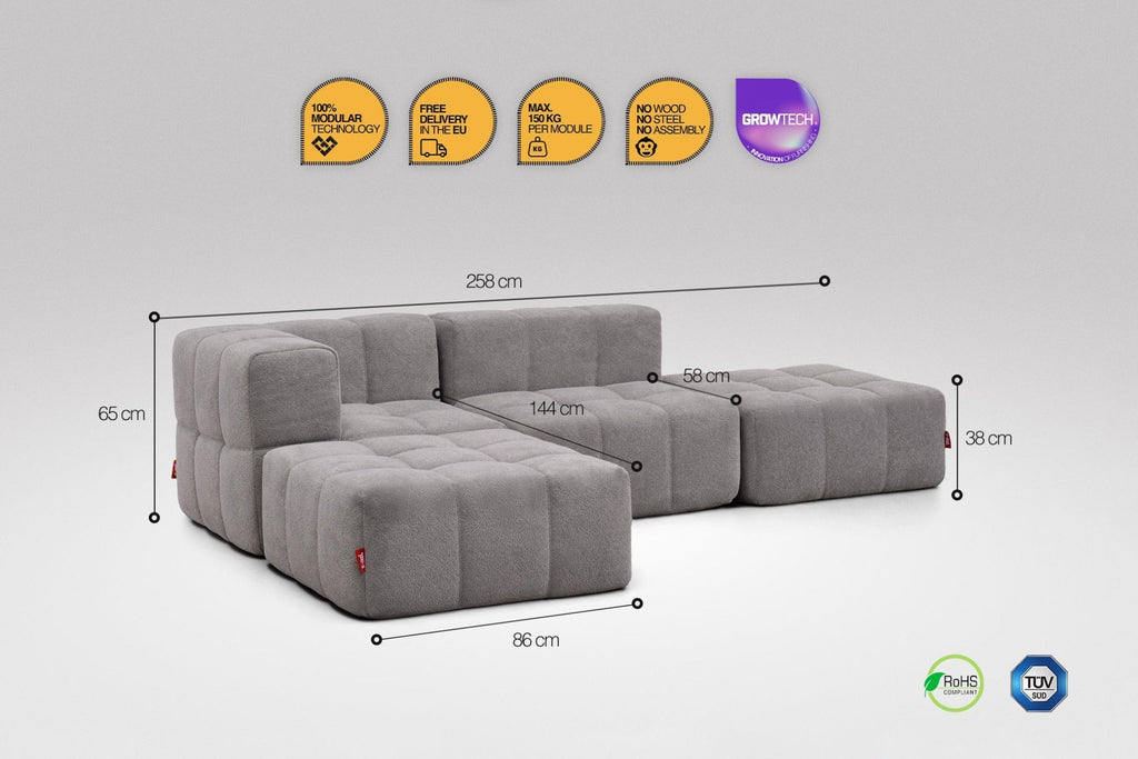 4 Teiliges Modulares Sofa – Grau-2