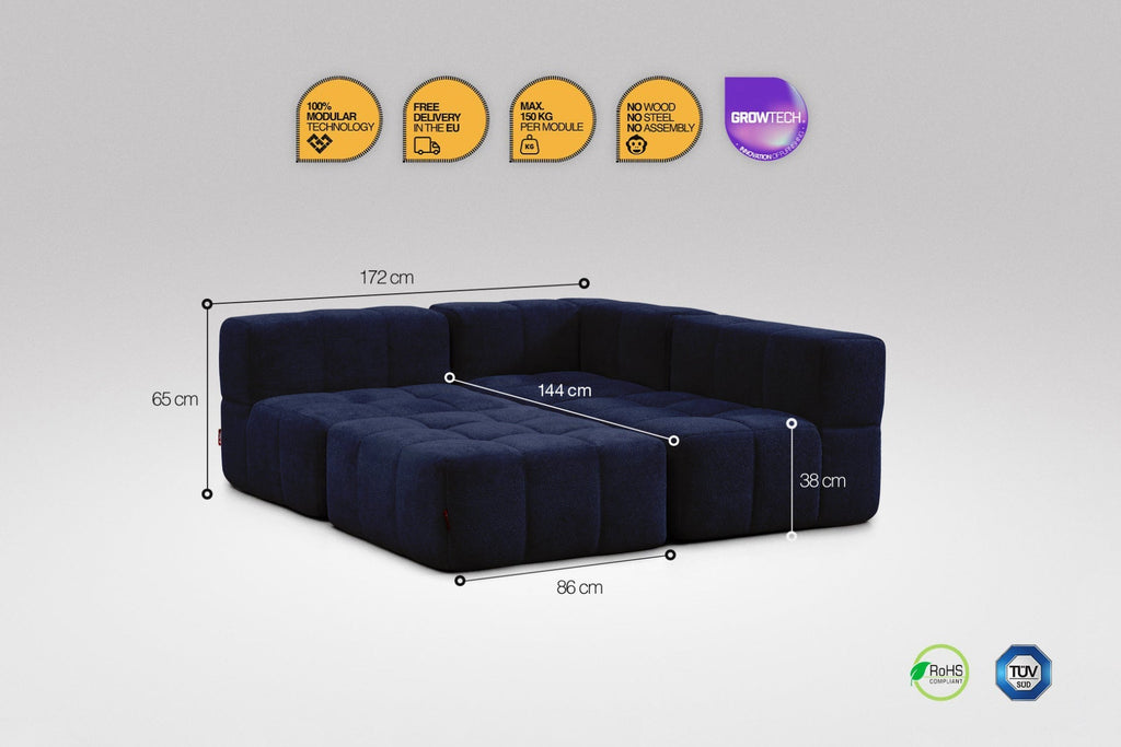 4 Teiliges Modulares Sofa – Blau-1