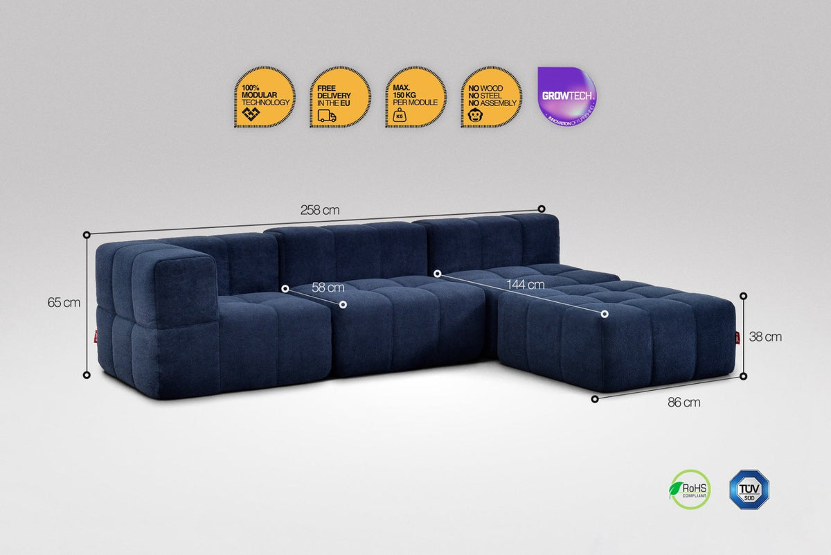 4 Teiliges Modulares Sofa – Blau-2
