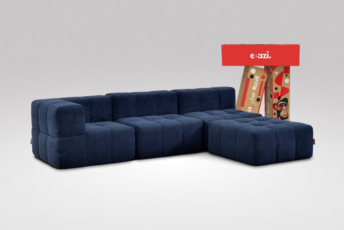 4 Teiliges Modulares Sofa – Blau-0