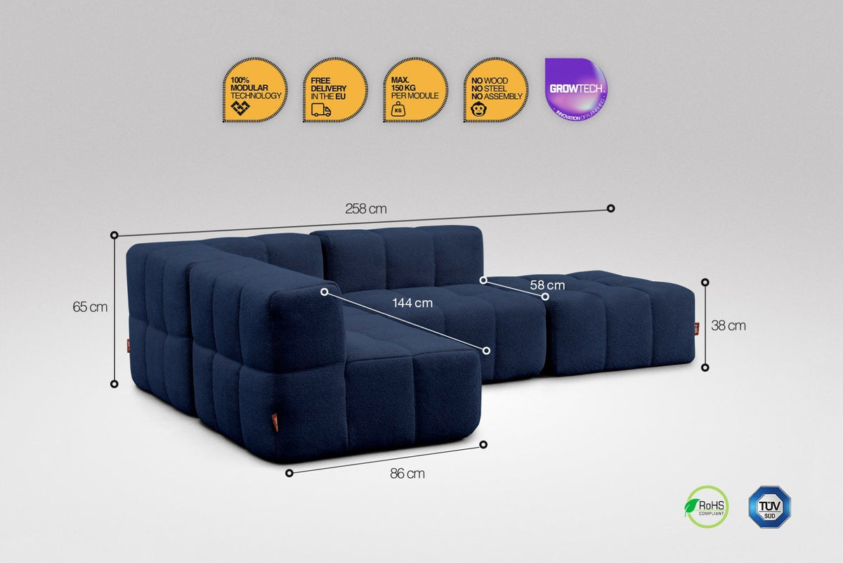 4 Teiliges Modulares Sofa – Blau-2