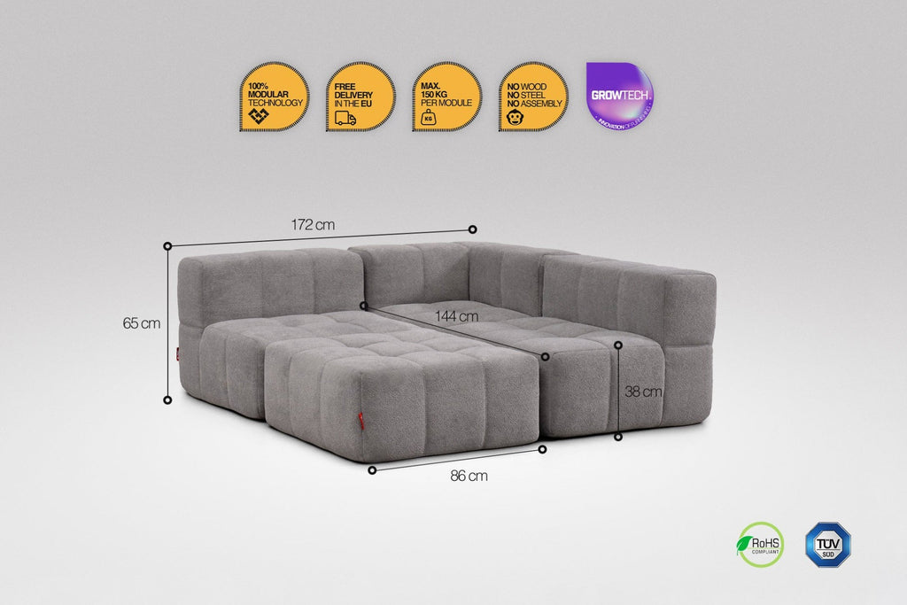 4 Teiliges Modulares Sofa – Grau-2