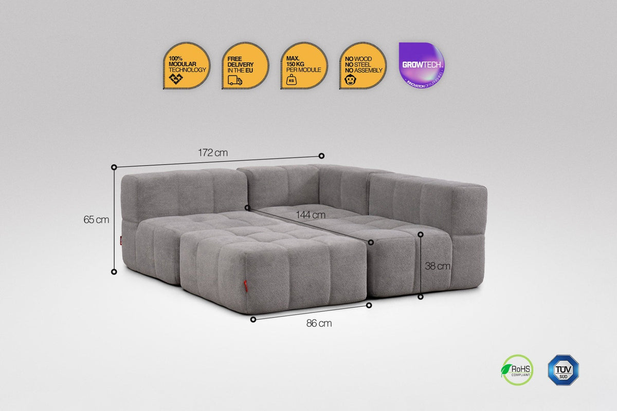 4 Teiliges Modulares Sofa – Grau-2