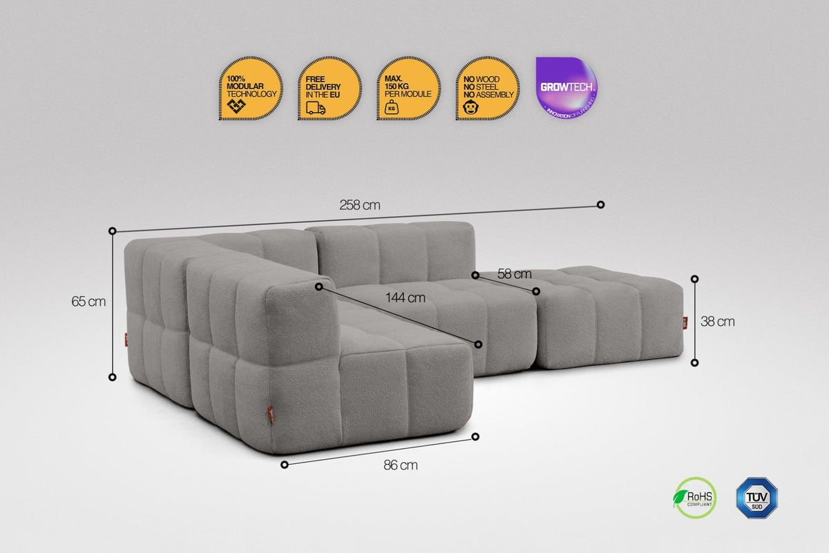 4 Teiliges Modulares Sofa – Grau-2