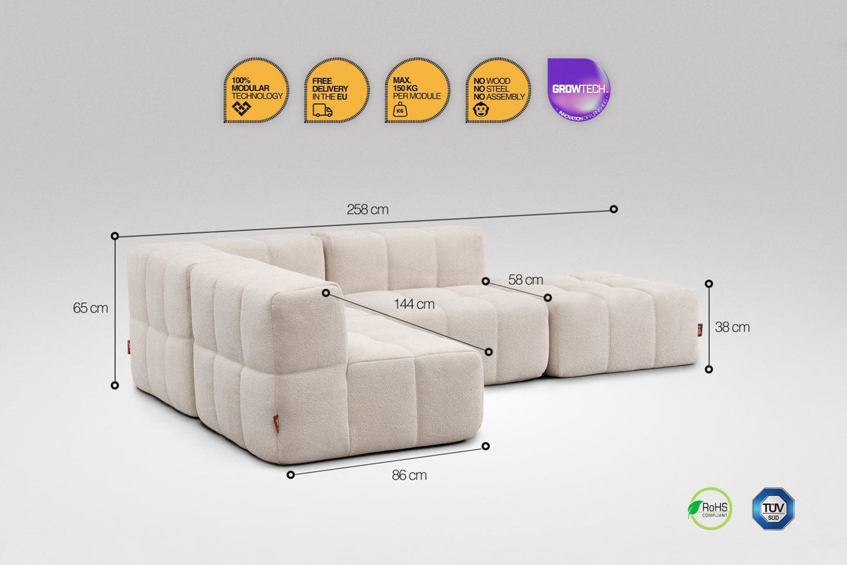 4 Teiliges Modulares Sofa – Beige-2