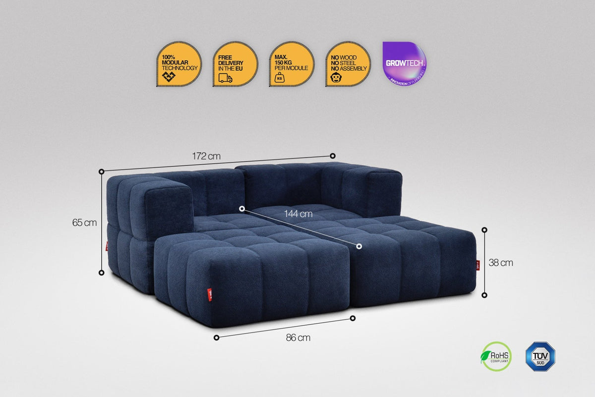 4 Teiliges Modulares Sofa – Blau-2