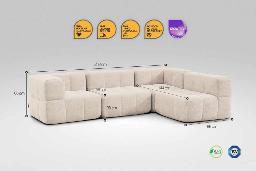 4 Teiliges Modulares Sofa – Beige-1